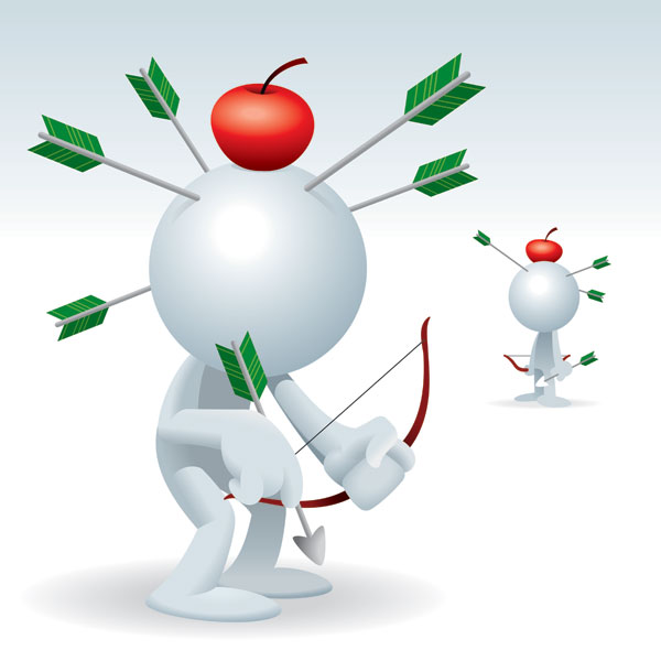 The arrows, injured 3D villain vector