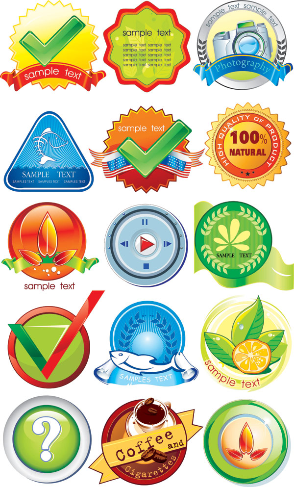 Lemon, question mark, coffee, olive branch, coffee, fish vector material