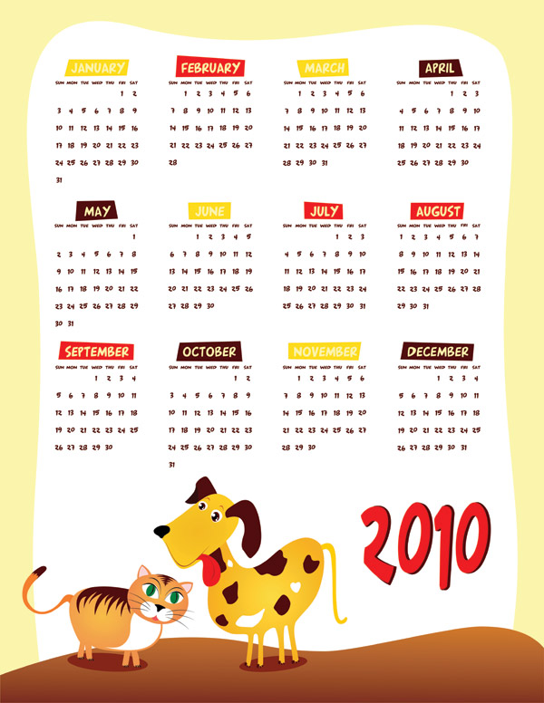 Vector 2010 Calendar