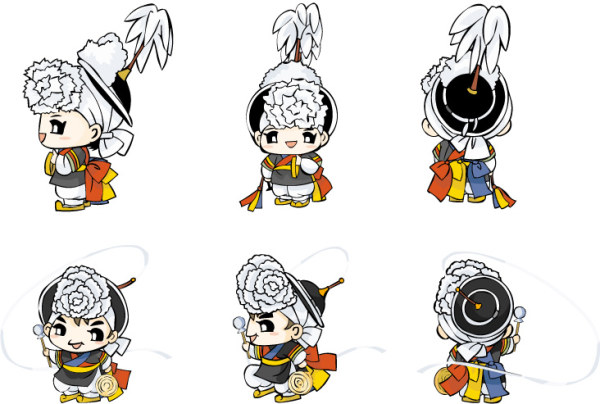 Korean traditional costume dolls vector