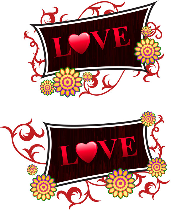 heart  love flower  wood grain vector material  valentine's day