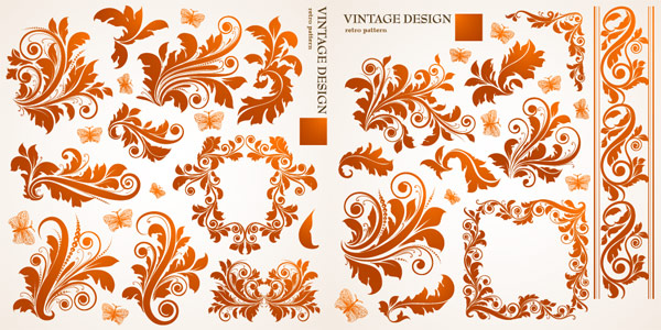 Beautiful butterfly pattern vector material of European