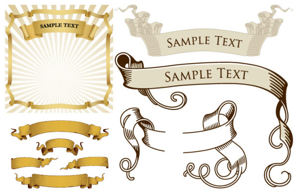 Material retro ribbon banner vector
