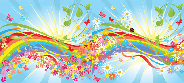 Colorful flower in the world vector material