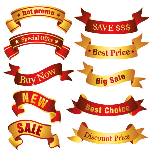 Banner Vector material several ribbon streamers