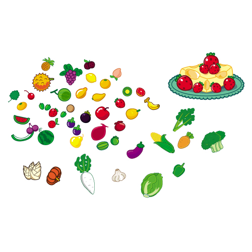Lovely fruit and vegetables vector material