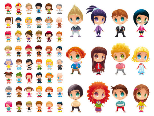Cute cartoon characters vector material