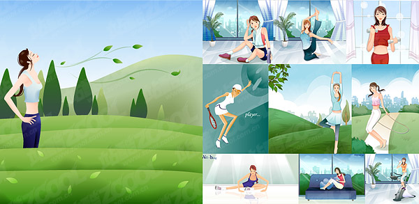 10 fashion girl illustration vector material movement