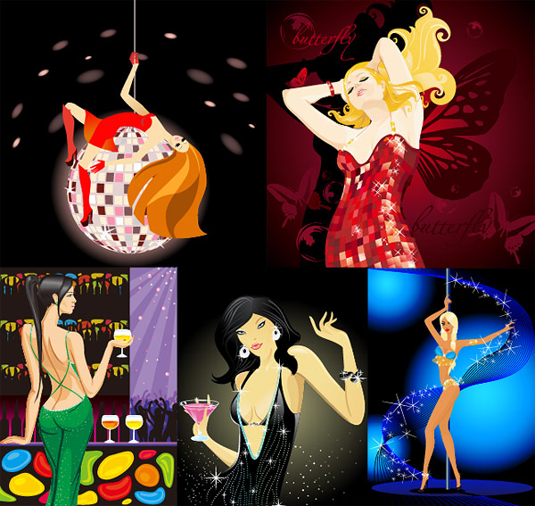 Night shift Vector fashionable women