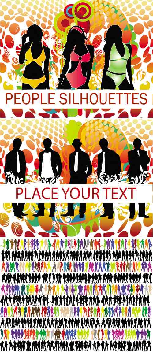 Vector silhouette of a variety of people