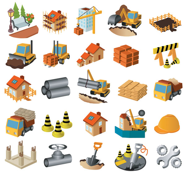 Architectural theme icon vector material