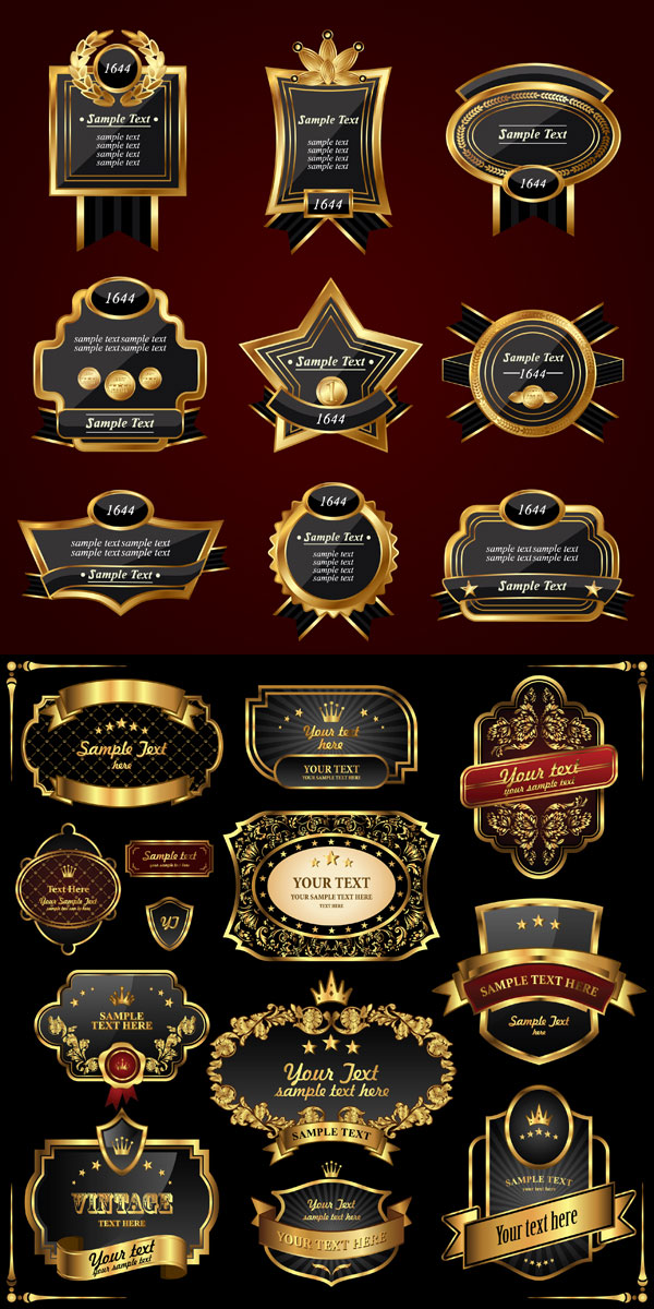 European style golden label Vector