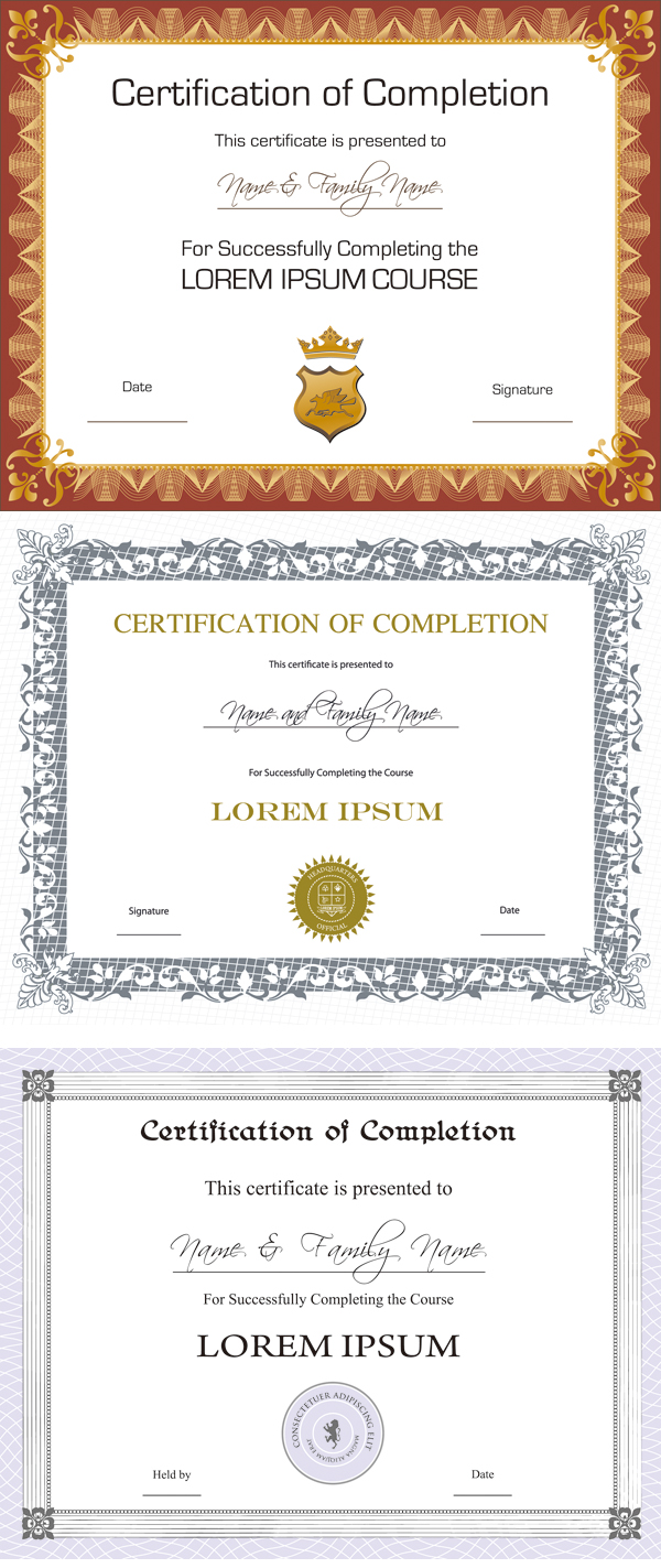 Vector three certificate design