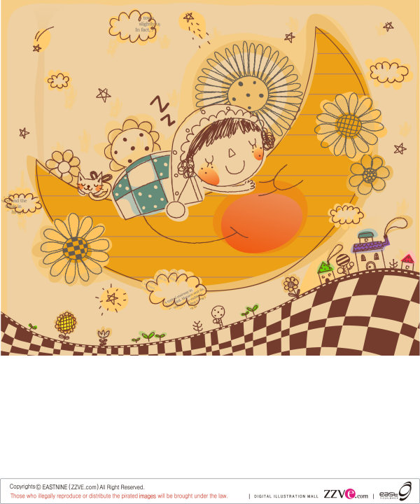 Korean cute family line drawing vector 3