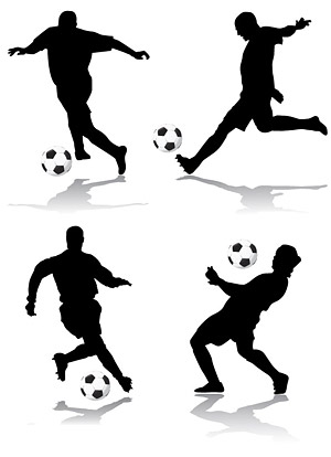 4 football action figures silhouette Vector
