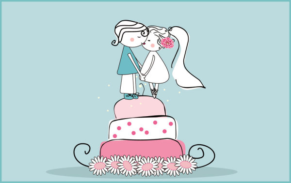 Cartoon-style wedding elements 02-- vector material