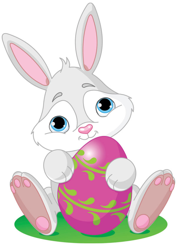 Cartoon rabbit with egg 04 - vector