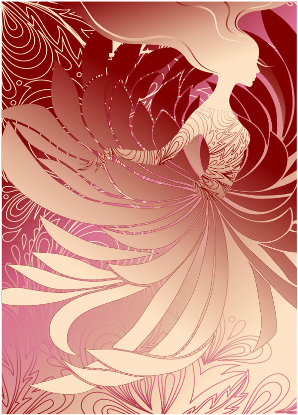 Fashion women illustration vector material -4