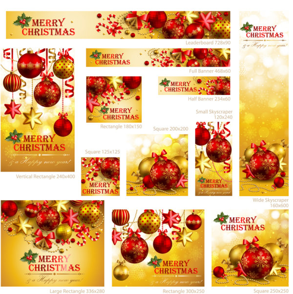Beautiful Christmas promotional material 01 - vector material