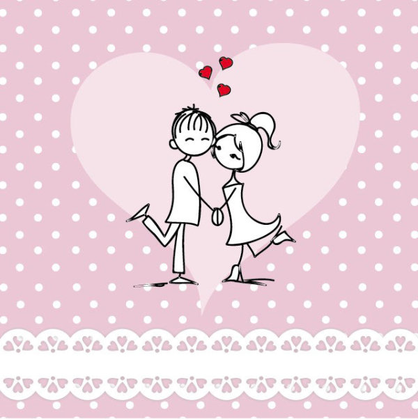 Lines issued on Valentine's Day illustrations 01 - vector material
