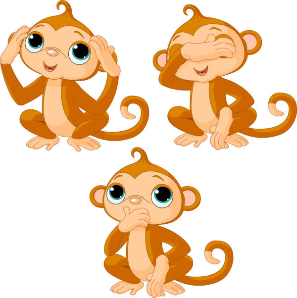 Monkey cartoon image 01 - vector material