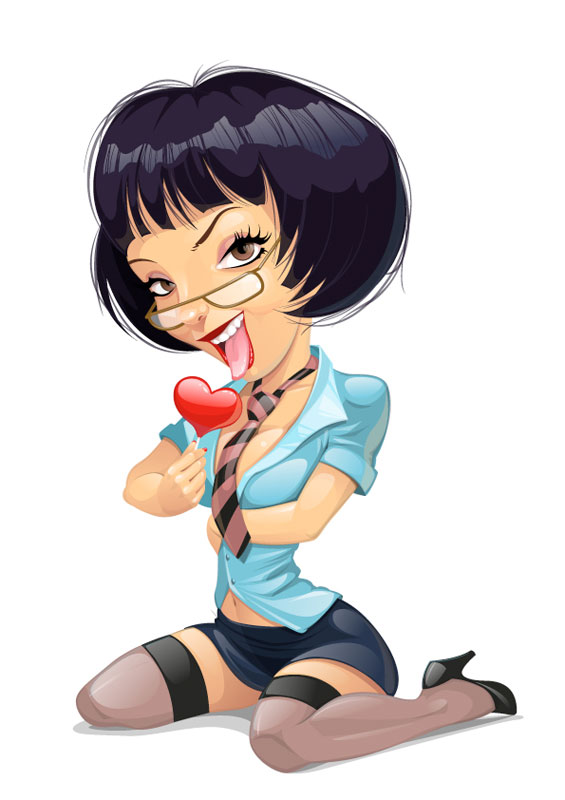 A cartoon woman Illustrator 02 - vector material