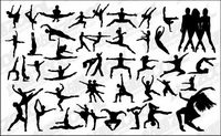 People silhouette Vector variety of dance material