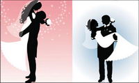 Vector People silhouette wedding