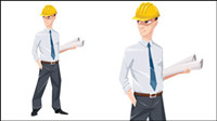 Workers with the silhouette image 02-- vector material