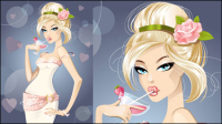 Cartoon sexy beauty 02 - vector material