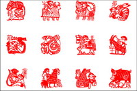 Zodiac paper-cut vector