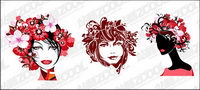Fashion female flower head vector material