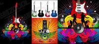 Guitar theme vector material