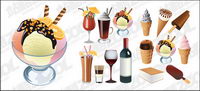 Ice cream and drinks vector material
