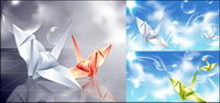 Vector background paper cranes and fantasy material