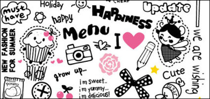 Very cute patterns and word combinations vector material