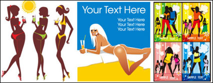 Set of fashion women vector material