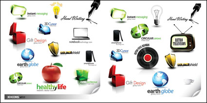 Beautiful three-dimensional icon vector material