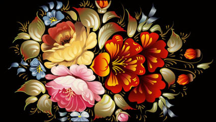 Colorful folk art painting 01 - vector