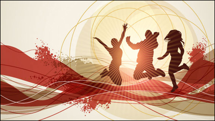 Dynamic trend of the flow line figure silhouette 05-- vector material