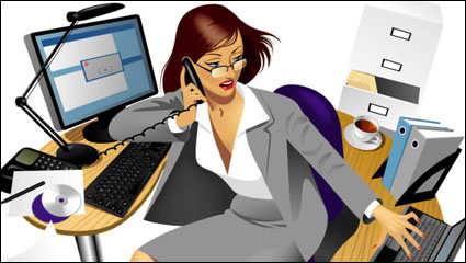 Girl and computer 01 - vector