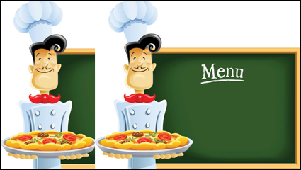 Cartoon chef and attendant image 05 - vector
