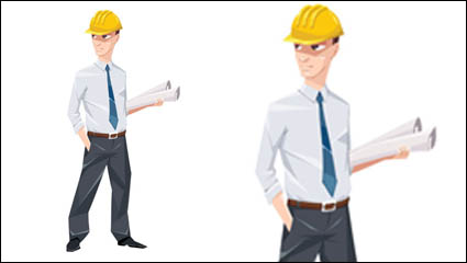 Workers with the silhouette image 02-- vector material