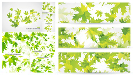Green leaves background vector material 