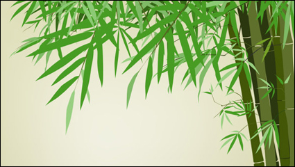 Green bamboo background text template vector material -2