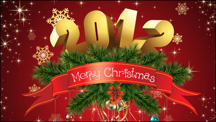 Gorgeous Christmas background 01 - vector material