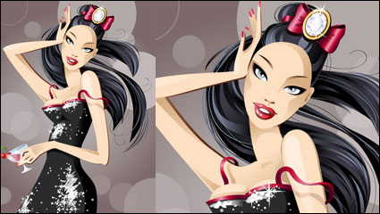 Cartoon sexy beautiful women 01 - vector material