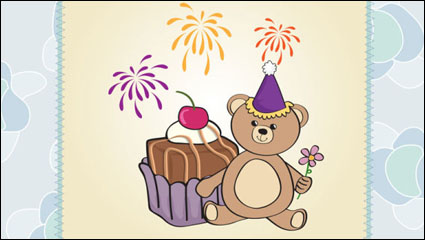 Cartoon birthday cards 03 - Vector