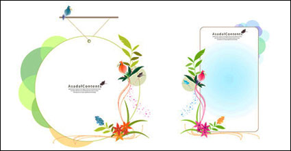 Bulletin board, arabesques, birds, green leaf