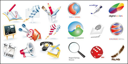 Books, rockets, brushes, target, small blackboard